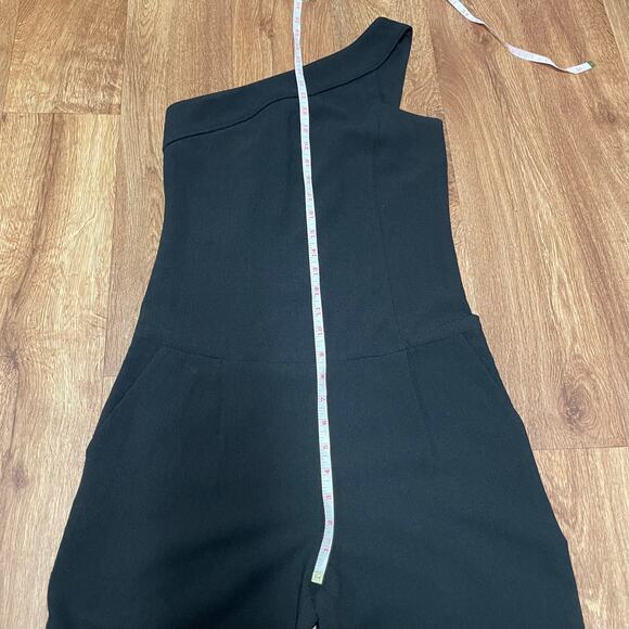 BCBGeneration Solid Black One Shoulder Crepe Fitted Jumpsuit Size 2 XS Cocktail - Picture 10 of 14